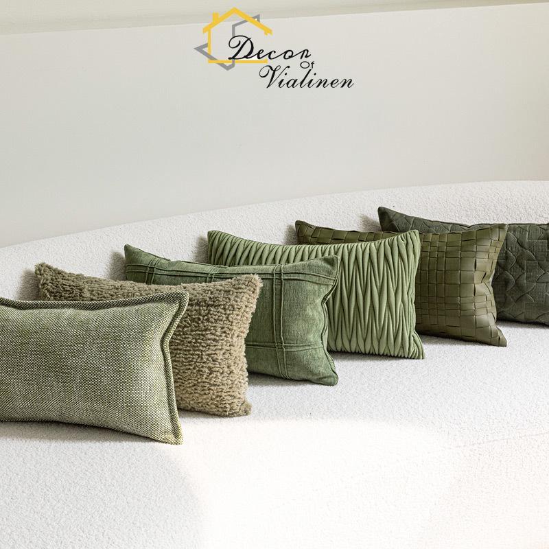 Velvet Ribbon Roll - Bantal pinggang hijau, sofa gaya Nordik