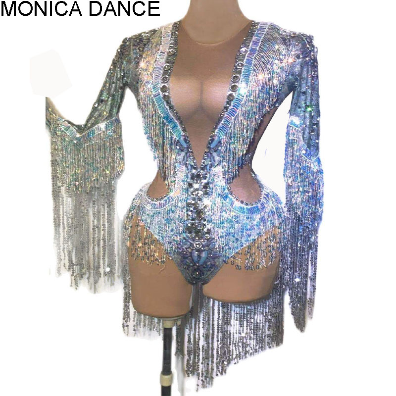 Rhinestone Banding Trim - Bodysuit Pesta Rumbai Manik-manik Berlian Imitasi