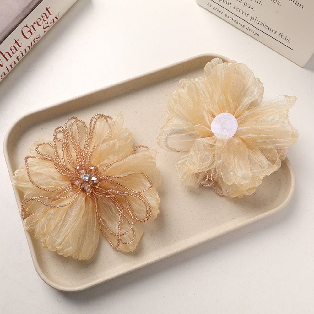 Applique Patch Flower - Penghias Bunga Kain Organza dengan Kristal,