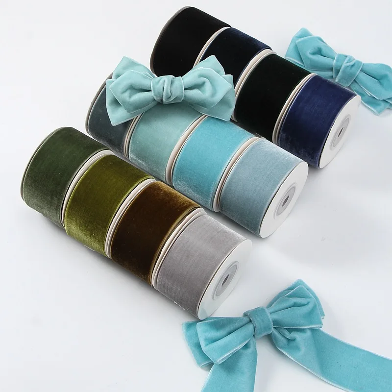 Velvet Ribbon Roll - Klasik 5yard 6mm-38mm pita beludru sisi