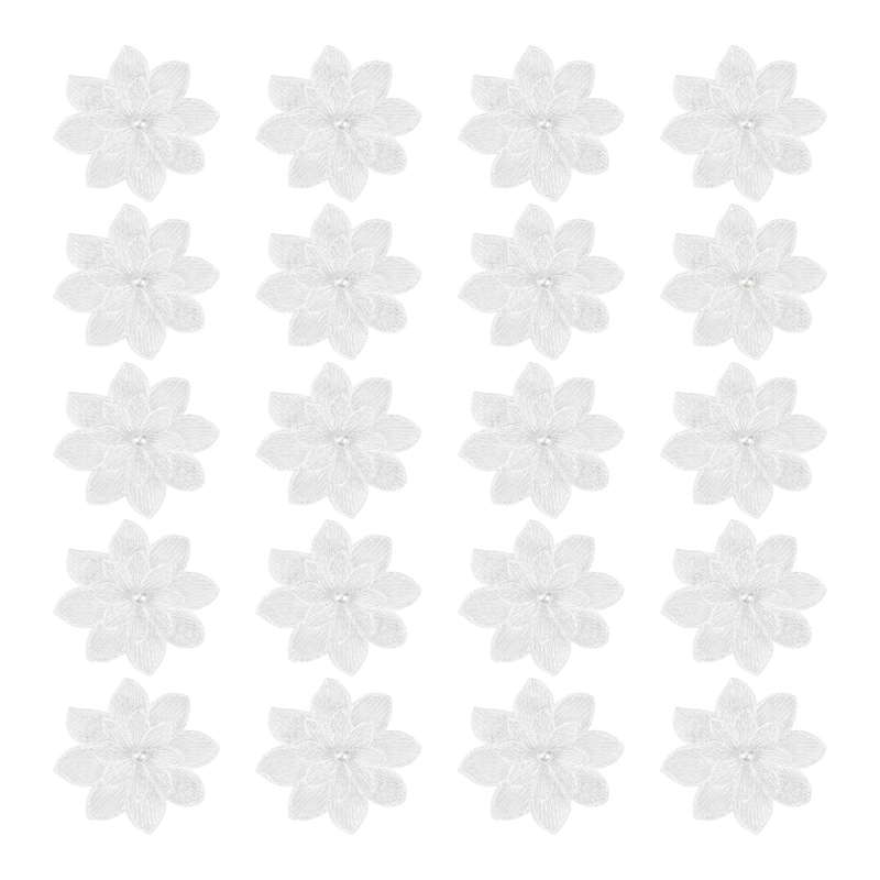 Applique Patch Flower - 20 Pak Tambalan Bordir Bunga Putih