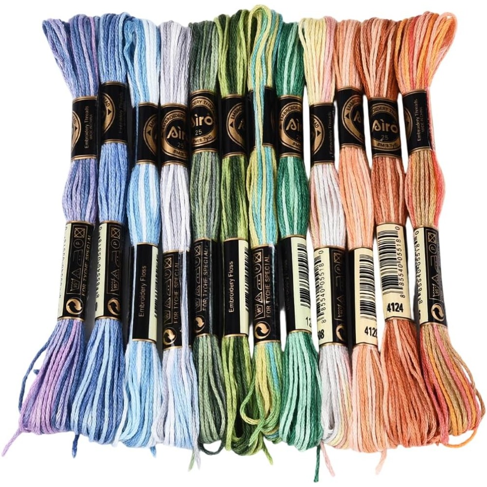 Embroidery Embellishments - 12 Gulungan Benang Sulam 105 Yard,