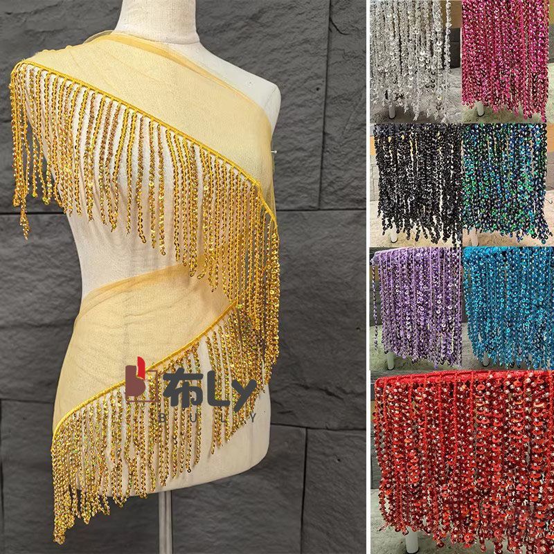 Tassel Fringe Trim - Rumbai Payet Manik-manik 15cm, Hiasan Bordir