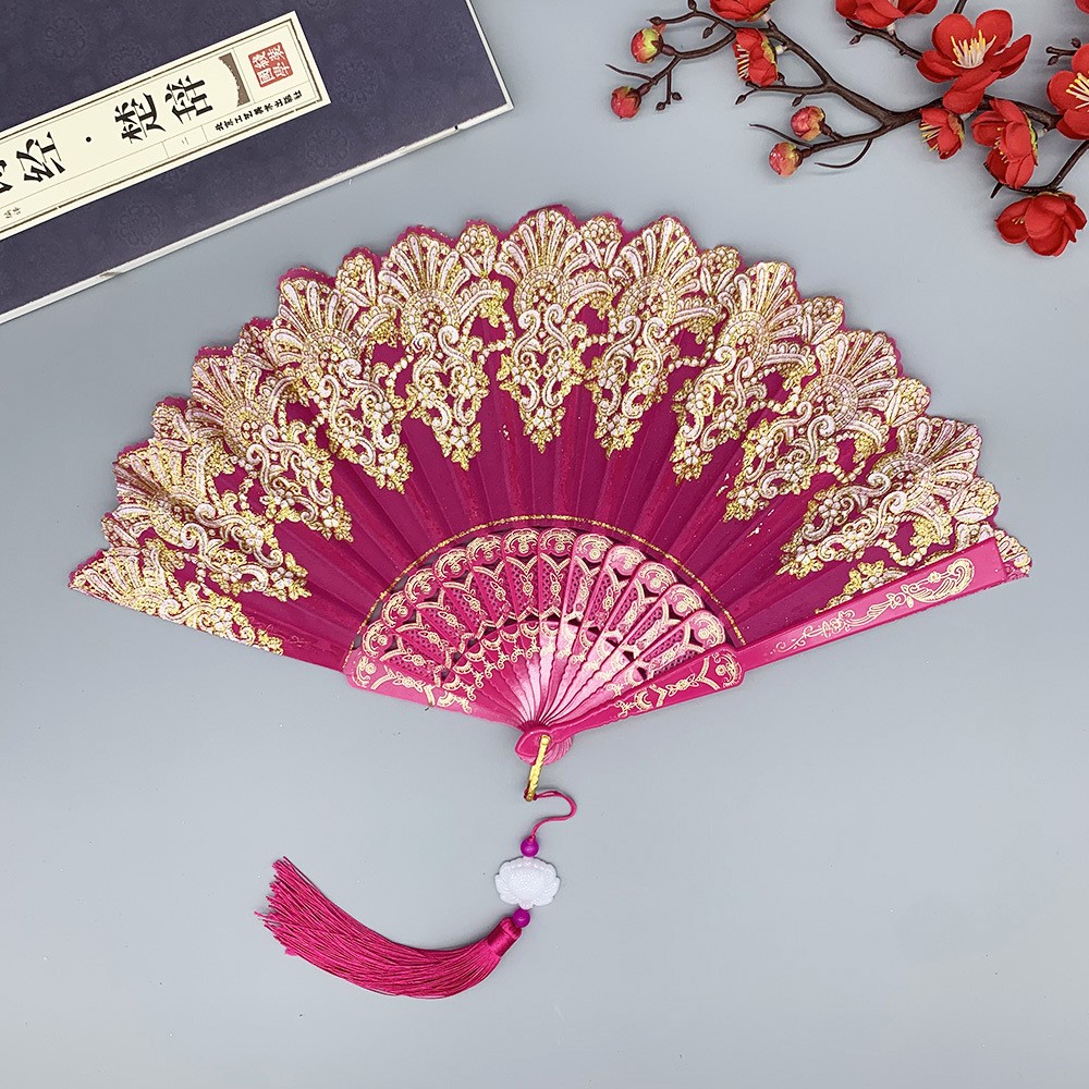 Kipas Tangan Lipat Retro Keraj - Tassel Fringe Trim ulasan dan harga