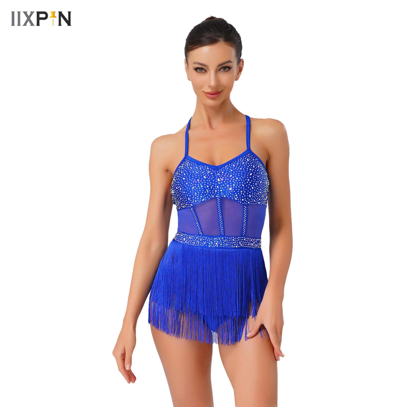 Gaun Leotard Dansa Tango Latin - Rhinestone Banding Trim ulasan dan harga