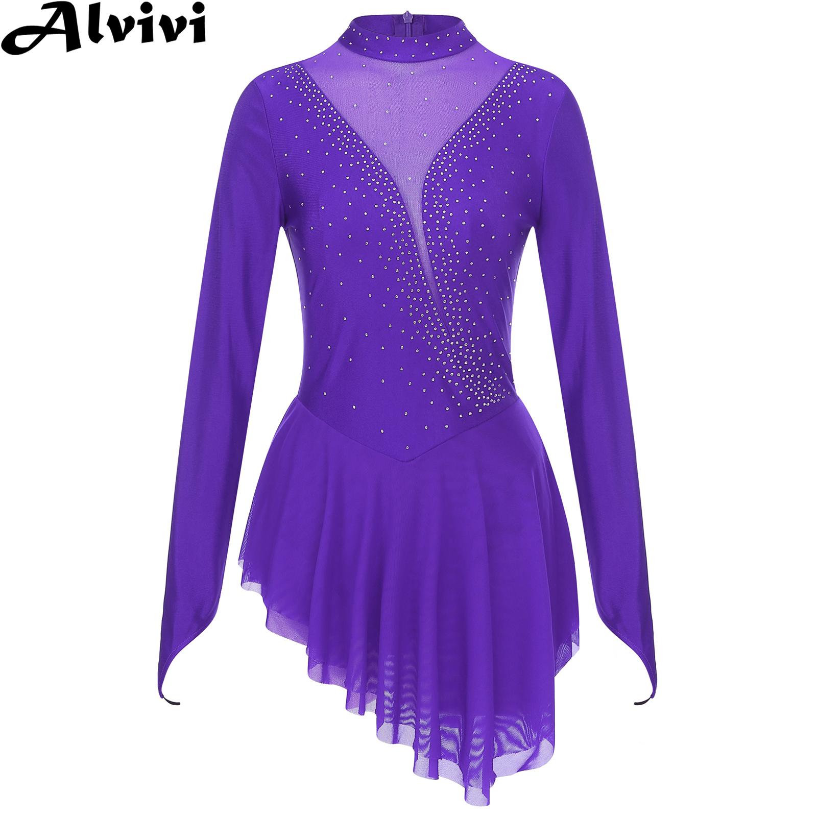 Gaun Leotard Senam Seluncur Es - Rhinestone Banding Trim ulasan dan harga