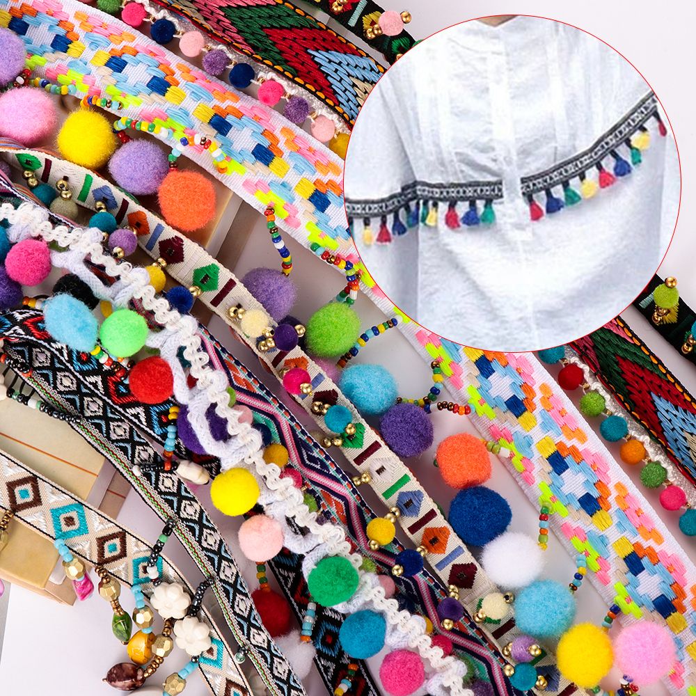 1yard Bohemia rumbai renda Tri - Tassel Fringe Trim ulasan dan harga