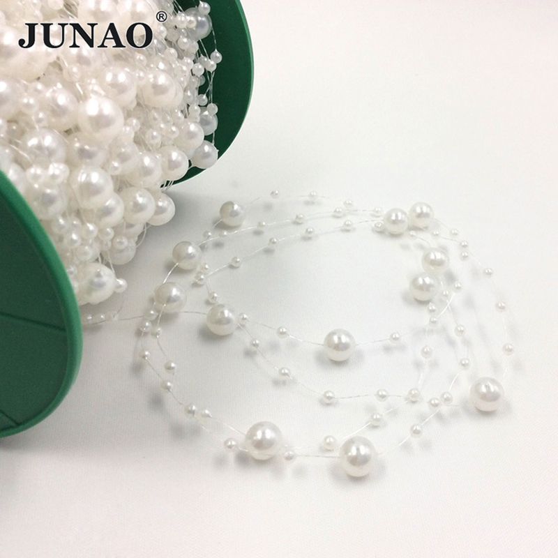 JUNAO 20 Meter 3+8mm Mutiara B - Pearl Trim Chain ulasan dan harga