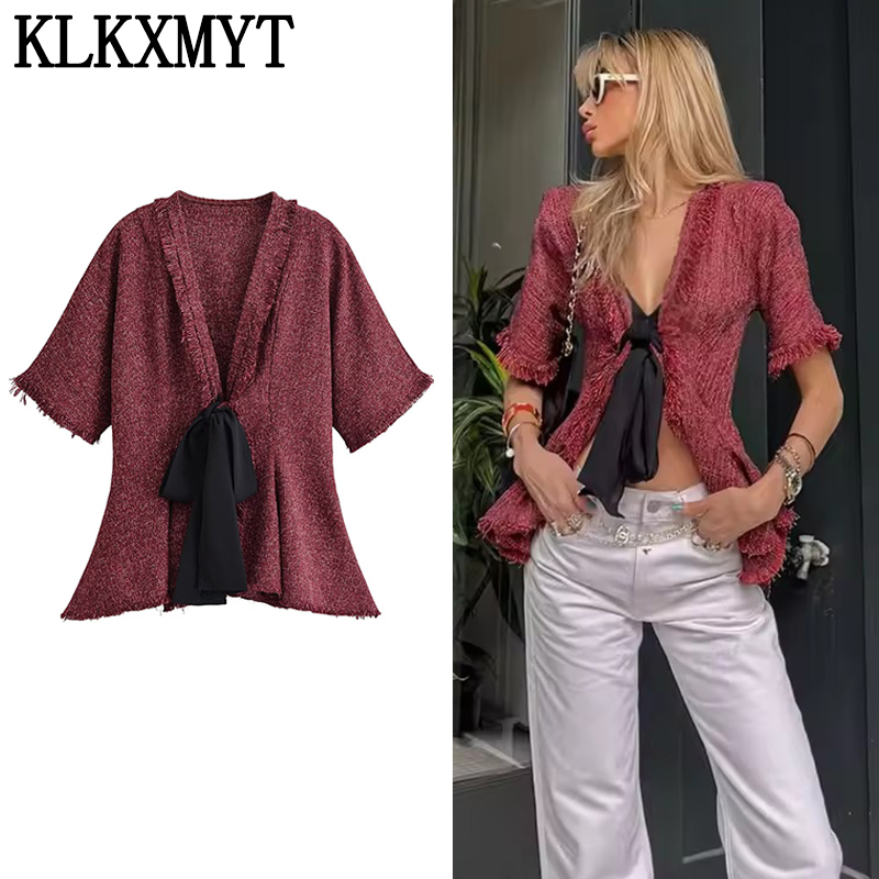 KLKXMYT Kemeja Wanita Elegan B - Tassel Fringe Trim ulasan dan harga