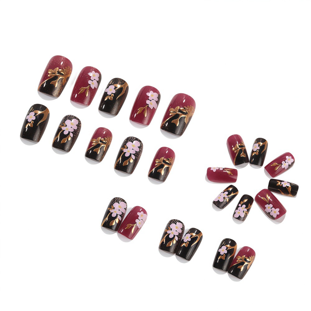 Kuku palsu berlapis emas 3D be - Embroidery Embellishments ulasan dan harga