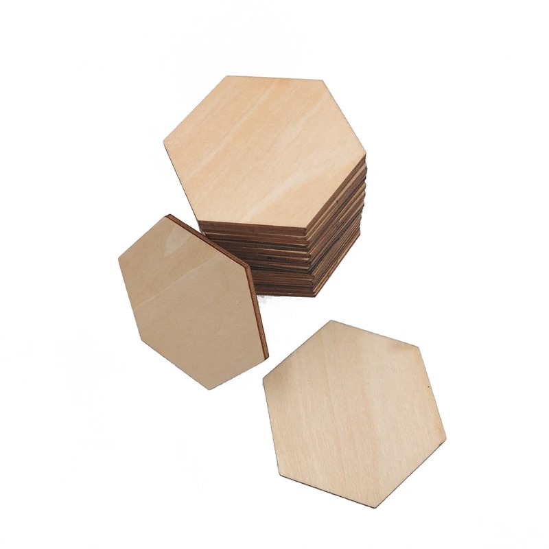 Potongan Kayu Heksagonal Koson - Craft Embellishments ulasan dan harga