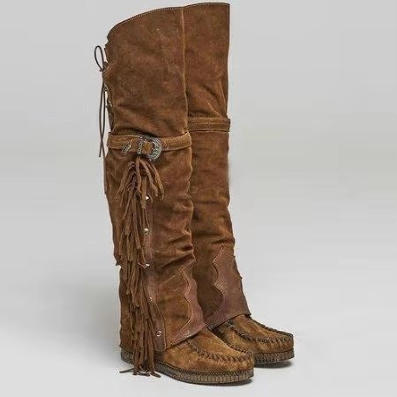 Sepatu Boots Wanita Model Tass - Tassel Fringe Trim ulasan dan harga