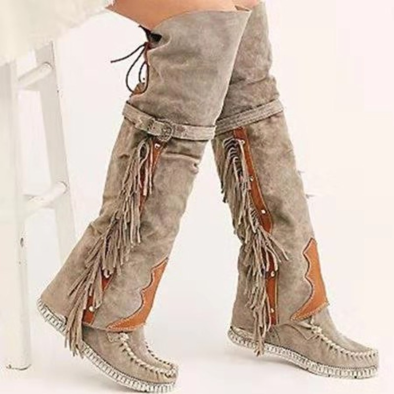 Sepatu Boots Wanita Model Tass - Tassel Fringe Trim ulasan dan harga
