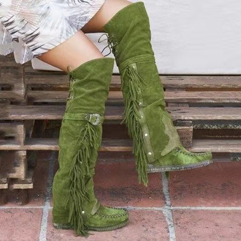 Sepatu Boots Wanita Model Tass - Tassel Fringe Trim ulasan dan harga